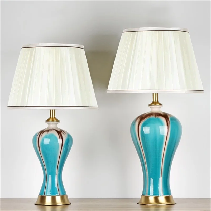 OURFENG Modern LED Table Desk Lamp Ceramic Bedside Light Copper Decorative For Home Foyer Office Bed Room Study Dining Room