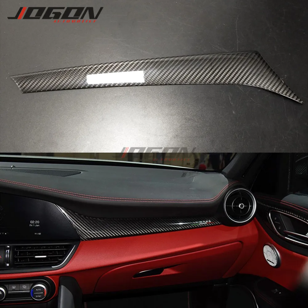 

Real Carbon Fiber Car Interior Passenger Side Console Glove Box Strip Cover Trim For Alfa Romeo Giulia 952 2017 - 2020