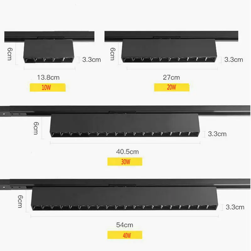 10W 20W 30W 40W 4Wire 3-Phase LED Rail Lamp Aluminum Track Light 110V 220V Liniowe światło halogenowe Sklep domowy Sklepy