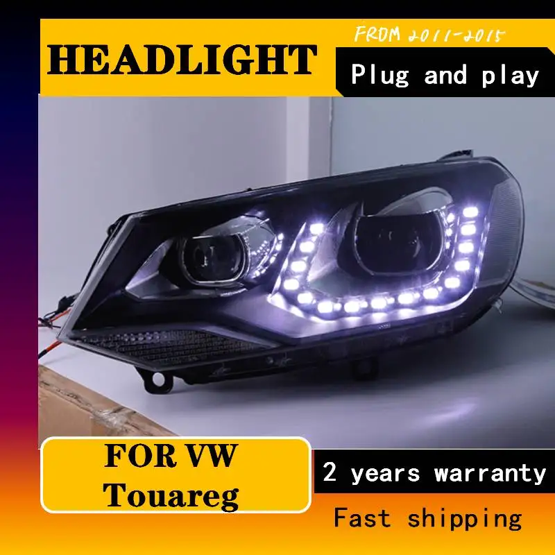 

Car Styling For VW Touareg LED Headlight 2011-2015 Touareg LED DRL Hid Option Head Lamp Angel Eye Bi Xenon Beam Accessories