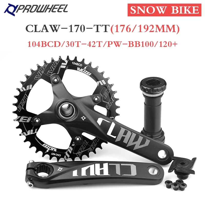 Prowheel Schnee Bike Kurbel 170mm Fett Bike Kurbel Sets 30T 32T 34T 36T 38T 40T 42T Kettenrad 176/192mm Tretlager E-Bike Teil