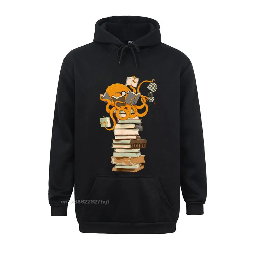 

Reading Octopus Tea Coffee And Books Hoodie Men's Hot Sale Normal Tops Tees Cotton Hooded Hoodies Funny