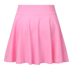 4-12Y Kids Girls Pure Color Skirt Wide Elastic Waistband A-line Ruffle Hem Above Knee Length Skirt Kids Pleated Skating Skirt