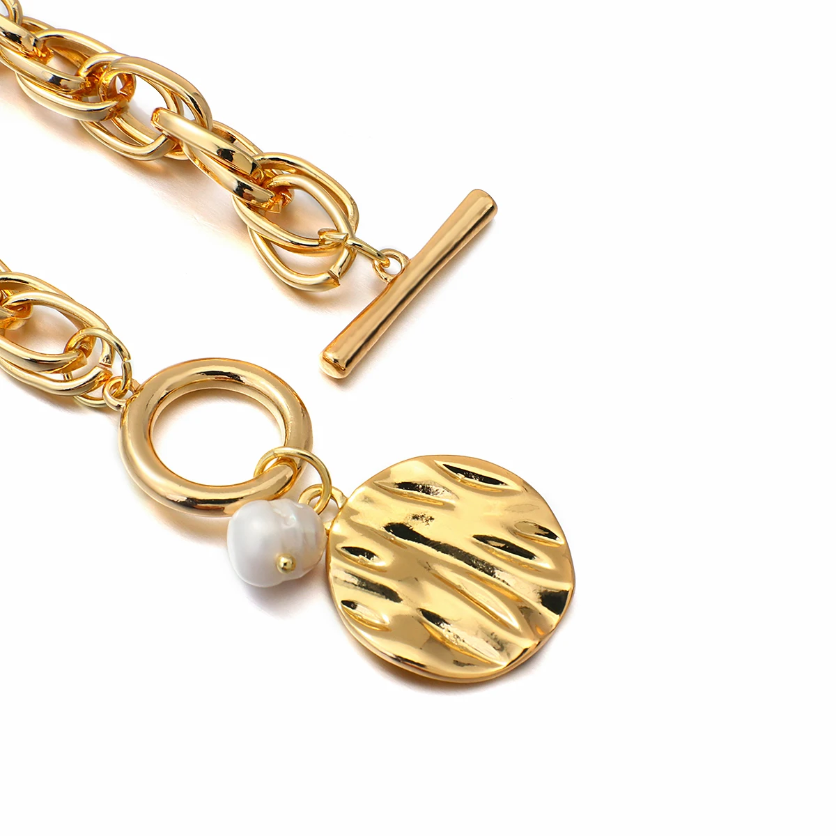 AENSOA 2024 Vintage Bracelets & Bangles Bohemian Chunky Chain Gold Color Charm Round Bracelet for Women Jewelry Bijoux Femme