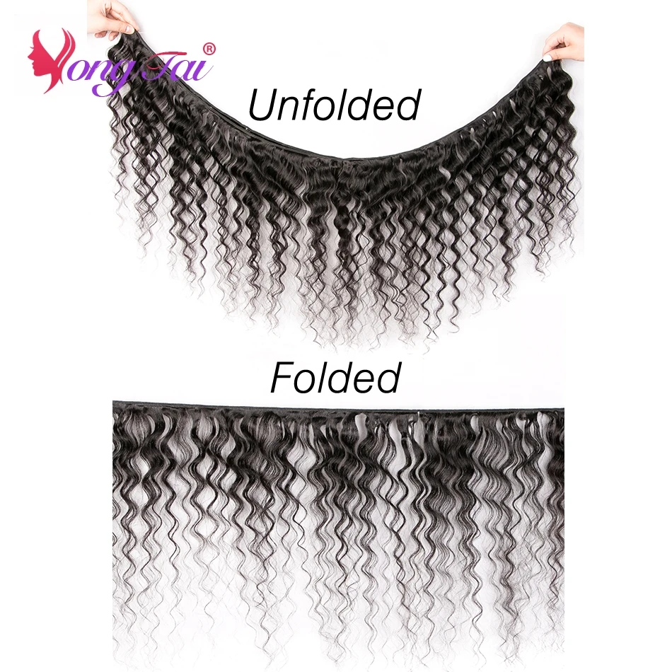 YuYongtai Hair Brazilian Deep Wave Hair Extension 4 Bundles Non-Remy Human Hair Weavings Medium Ratio Natural Color 10-30 Inches