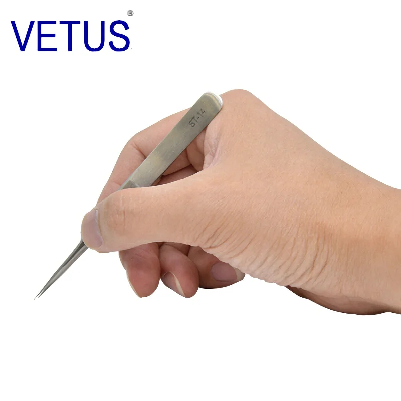 VETUS ST-14 (110mm) wysoka precyzyjna pęseta stal nierdzewna niemagnetyczne kwasoodporne szczypce rzęsy uroda narzędzia do Manicure