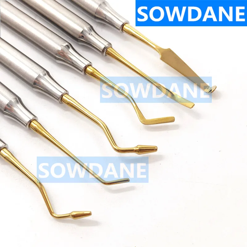 6pcs/set Dental Composite Resin Filling Spatula Titanium Plated Head Resin Filler Set Dental Instrument Tool