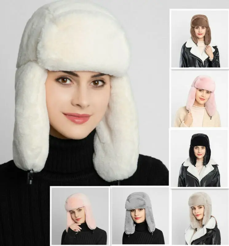 Womens Earcuff Hats Winter Warm Earmuffs Thicken Ear-flapped Hat Female Faux Fur Bomber Hats Fashion New 7 Colors