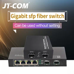 Gigabit Network SFP Fiber Switch 1000Mbps SFP Media Converter 2 SFP Fiber Port and 4 RJ45 Port 2G2/4E Fiber Ethernet Switch