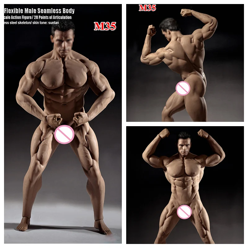 1/6 SFD Suntan Skin Male Figure Bodybuilding Muscle Body Accessories Tall 29cm BJD DIY Action Figure Doll Soft Silicone Model