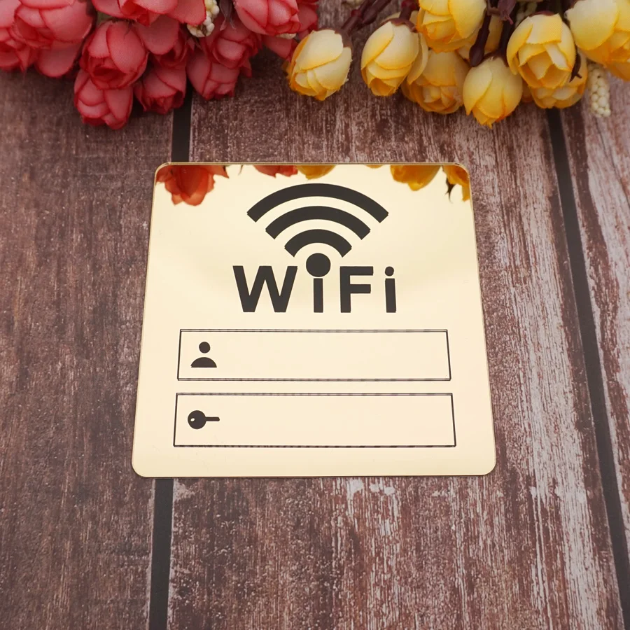 Acrylic Mirror WiFi Sign Sticker for Public Places House Shops Handwriting Account and Password Wifi Notice Board Signs