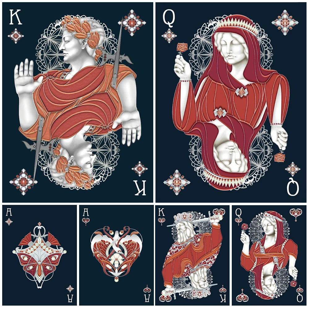 

Funny Poker King Playing Cards Queen Wall Art Canvas Painting Decor Posters Prints Wall Pictures For Living Room Unframed