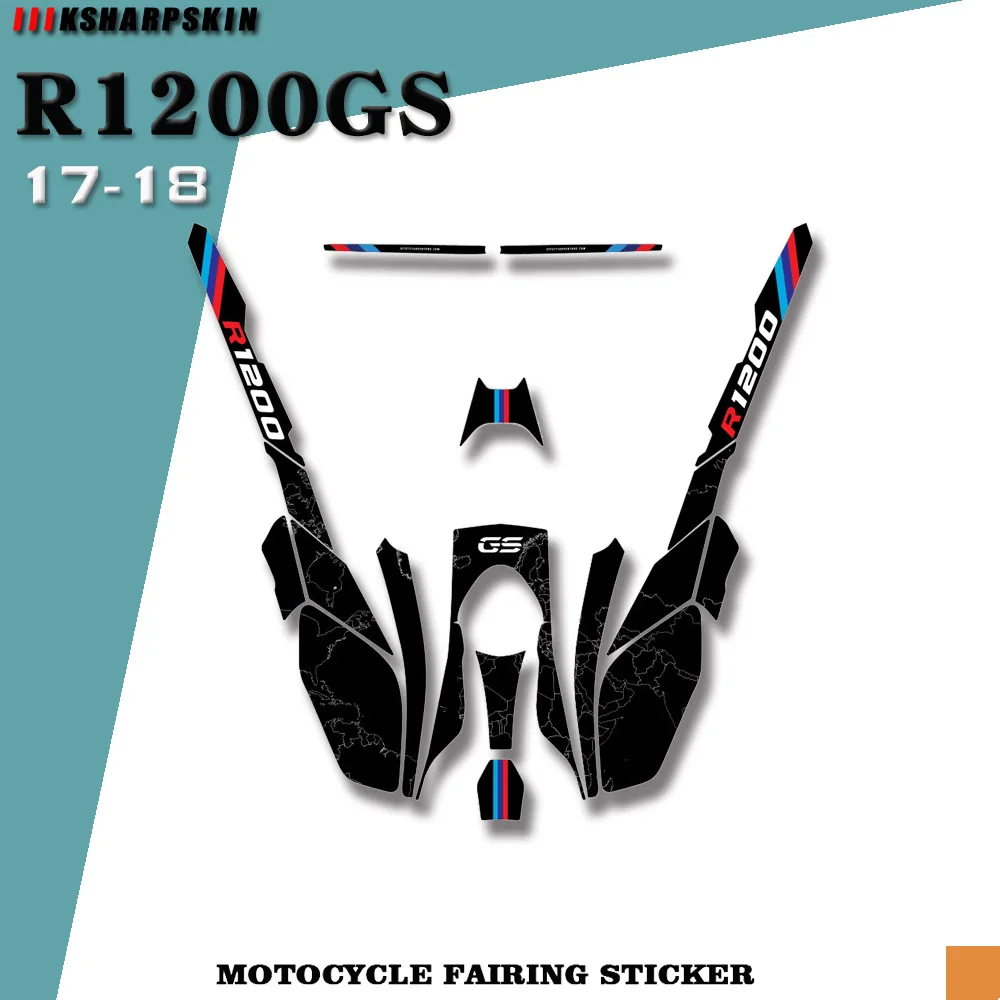 

Motorcycle body fairing protective sticker reflective anti-scratch decorative sticker suitable for BMW R1200GS 2017-2018