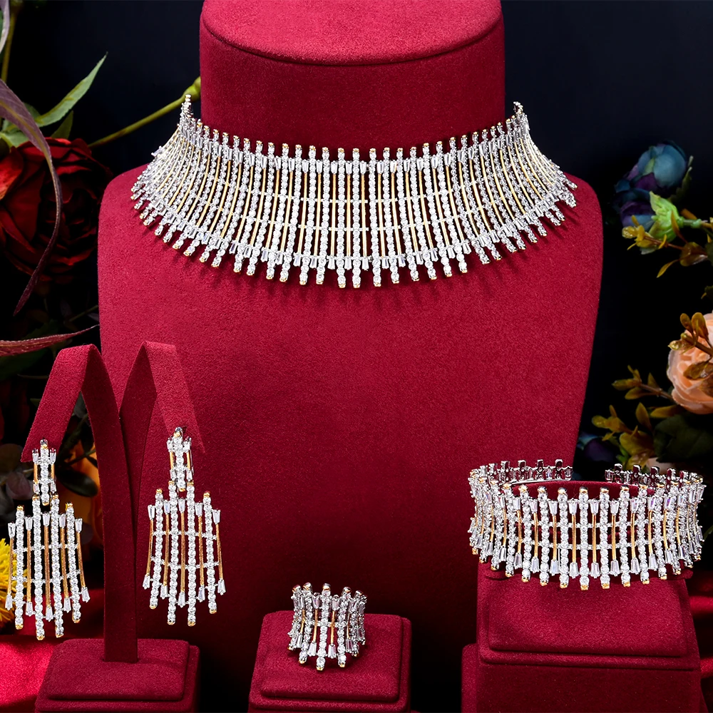 KellyBola Jewelry Luxury Private Customized Zircon Jewelry Set Elegant For Women Wedding Banquet High Quality Dress Accessories