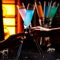 6pcs Beach Creative Cocktail Glass Colored  Champagne Crystal Glass Cups Wine Set Bar Sparkling Glass 33cm Height
