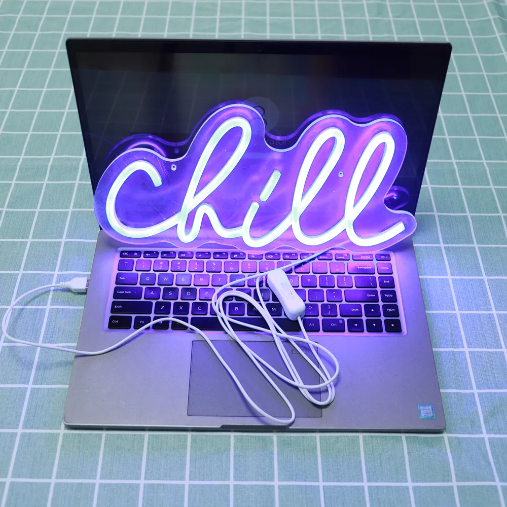 Customizable Chill Flexible Neon Sign Light Wall Decor Hanging Letter for Wedding Party Birthday Bedroom Name Logo Room Decor
