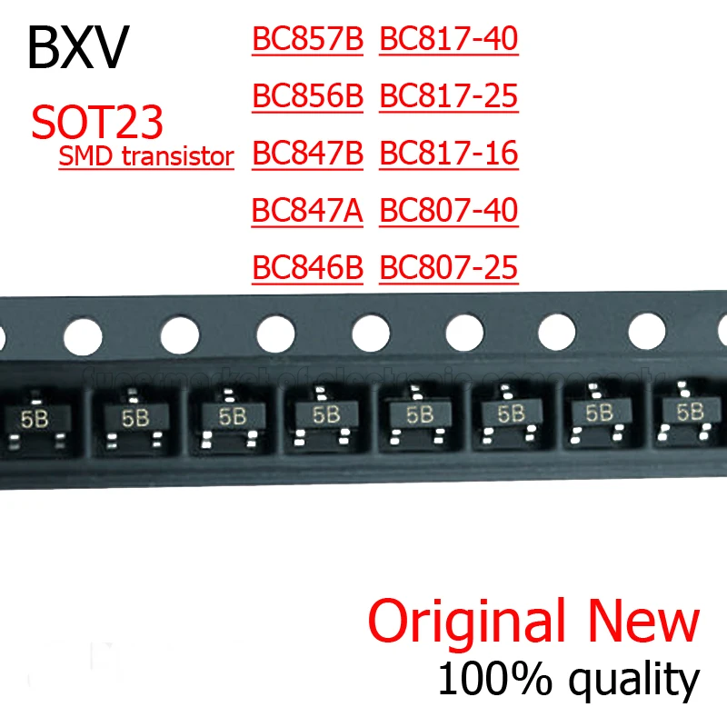 100 pz BC807-25 BC807-40 BC817-40 BC846B BC847B BC847C BC848B BC856B BC857B SOT23 transistor SMD