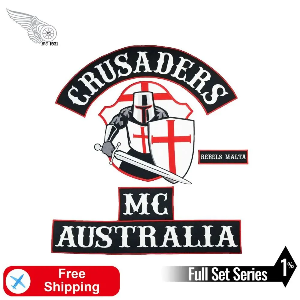 

Crusaders Australia 1% MC Embroidered Patch Iron on for Clothing Apparel Decoration Vest Lether Big Back Badges Free Shiping