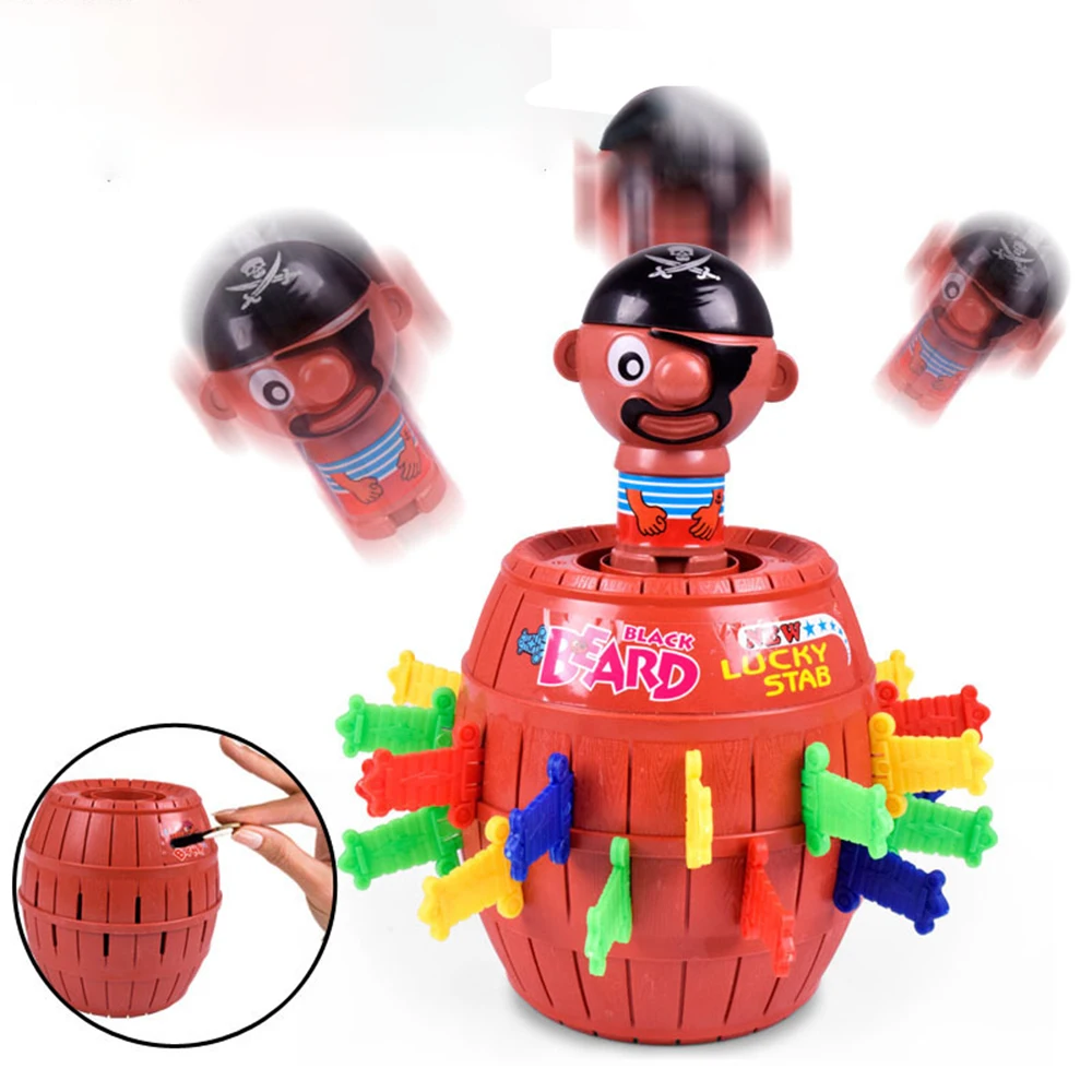 14CM Kids Funny Guessl Toy Large Pirate Barrel Novelty Toy Classics Gaes Intelligence Game for Children Lucky Stab Pop Up Toy