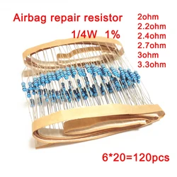 자동차 에어백 수리 저항기, 금속 필름 저항 1/4W, 1%, 2ohm, 2.2ohm, 2.4ohm, 2.7ohm, 3ohm, 3.3ohm, 6 가지 유형의 전자 키트