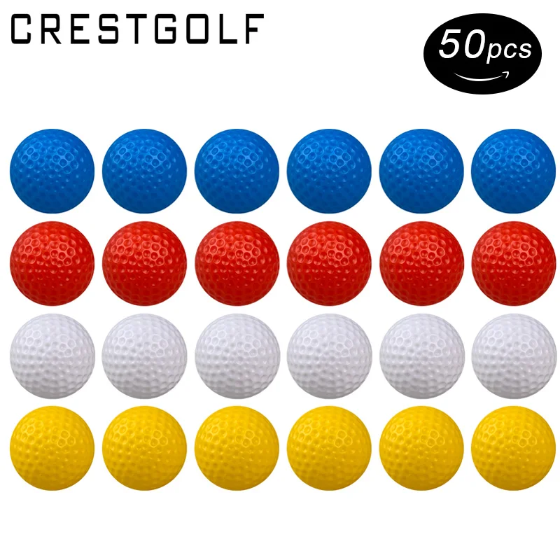 CRESTGOLF Golf Practice Ball Hollow Golf Plastic Balls for Indoor Training -Pack of 50pcs 4 Colors for Your Choice