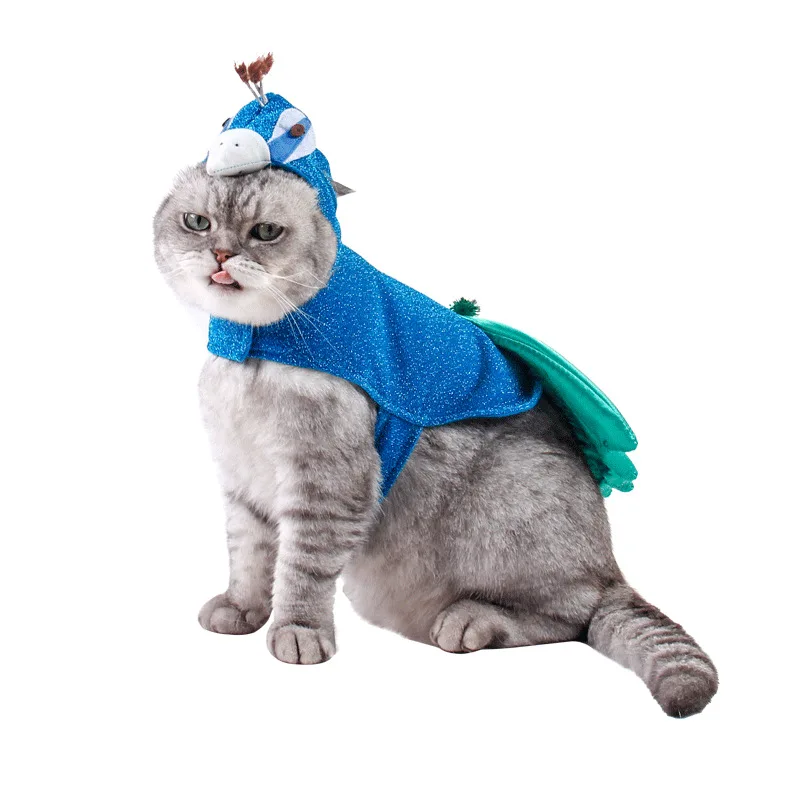 

Dog cat costume pet costume cat dog peacock cosplay costume coat costume Christmas jeans blue suit costume with hat