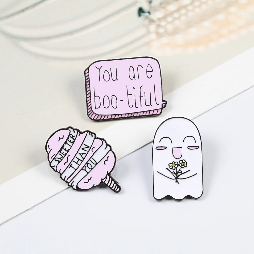 Cartoon Tooth Camera Sweeter Candyfloss Enamel Pins Badges Brooches Roll Paper Lapel Pin Denim Shirt Sweet Pink Jewelry Gift