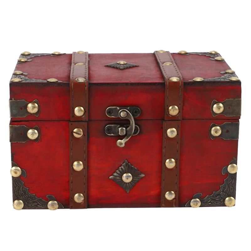 Retro Treasure Chest Vintage Wooden Storage Box Antique Style Jewelry Organizer for Jewelry Box Trinket Box