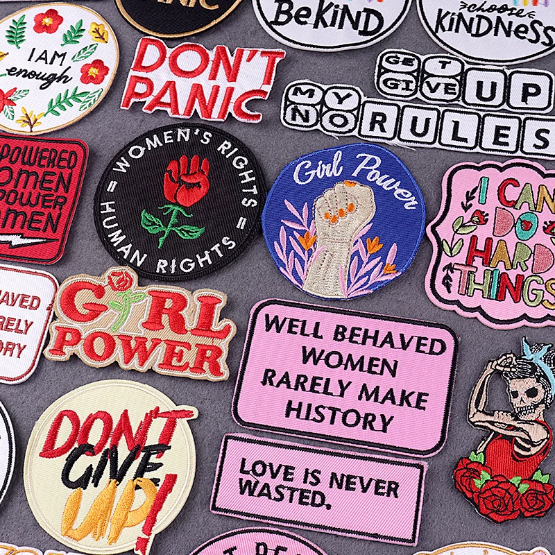 GIRL Power Patch Letters Patches For Clothing Stickers Iron on Embroidered Patches On Clothes Stripes DIY Badges On Backpack