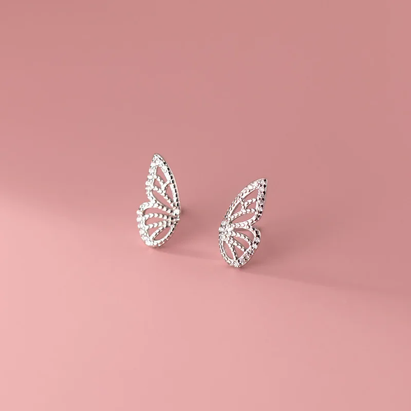 KAMIRA 925 Sterling Silver Romantic Hollow Sweet Butterfly Piercing Stud Earrings for Women Party Charms Simple European Jewelry