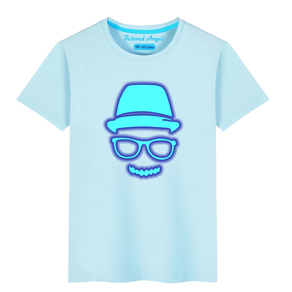 

Kids Luminous T Shirt for Boys Girls Children Tops Clothing Cotton Cartoon Toddler Clothes Short Sleeves Tee Summer Infant 3-15Y