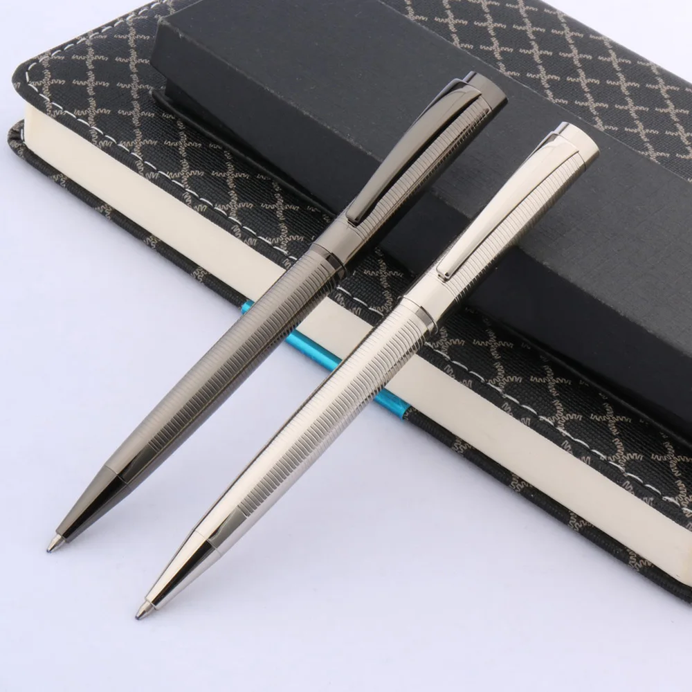 Luxury quality calligraphy Gun gray Ballpoint Pen wave Circle metal Silver ornament Line ink Office pen school supplies