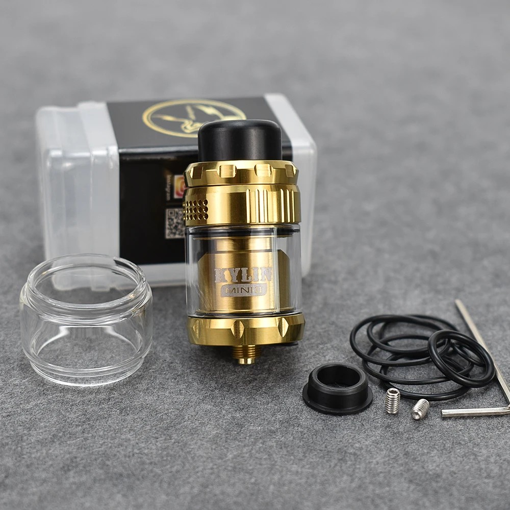 Kylin Mini V2 RTA Atomizzatore 316ss Bobina singola 3 ml/5 ml capacità 24,4 mm Serbatoio per sigaretta elettronica ricostruibile con filettatura 510 vs Zeus rta X Mesh