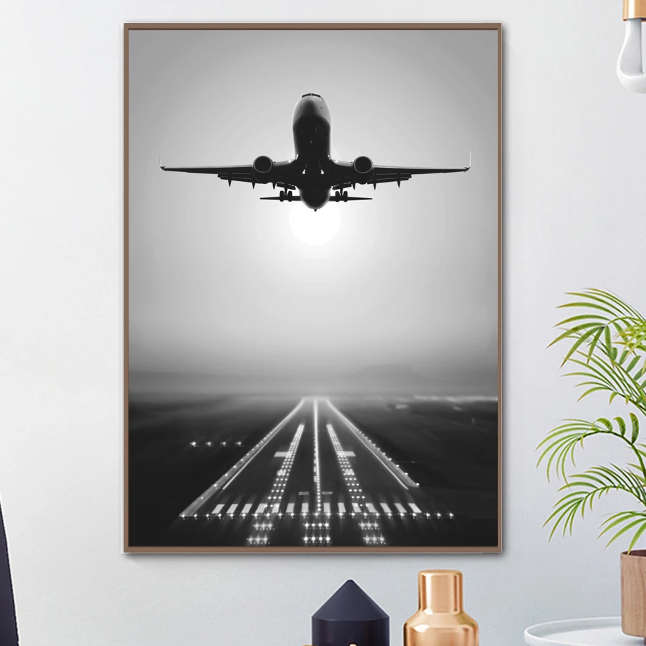 

Canvas Nordic Pictures Home Decoration Plane Take Off Paintings Wall Art HD Prints Creative Hotel Poster Modular For Living Room