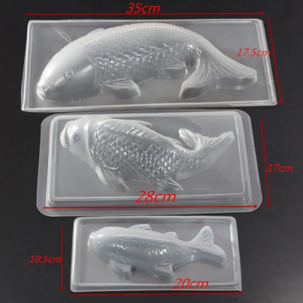 New 3D  Fish Shape Plastic Cake Chocolate Jelly Mould Mold DIY Molds Large Medium And Small Sizes Baking Tools Decorations