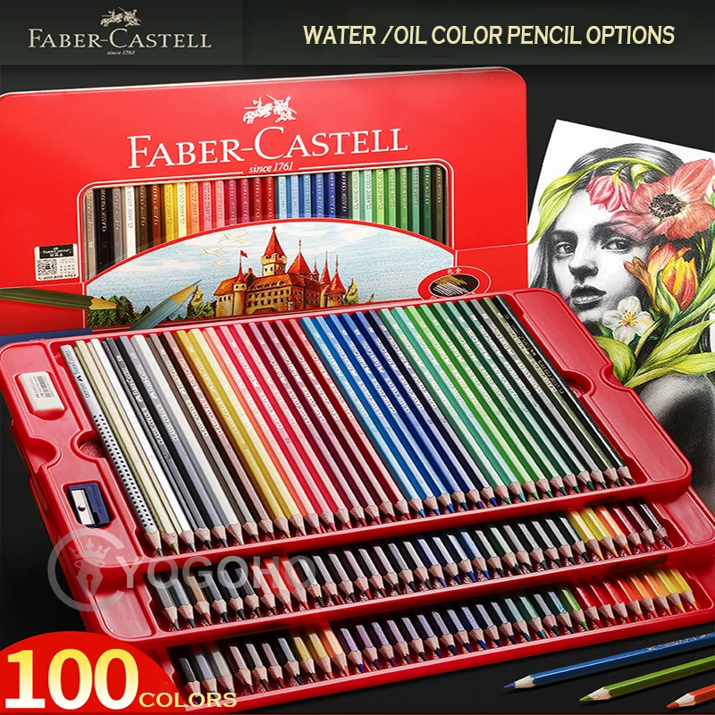 Professional Faber-Castell 12/24/36/48/60/72/100 Classic Oily color / Water Color Pencil Sketch Drawing Painting Art Supplies