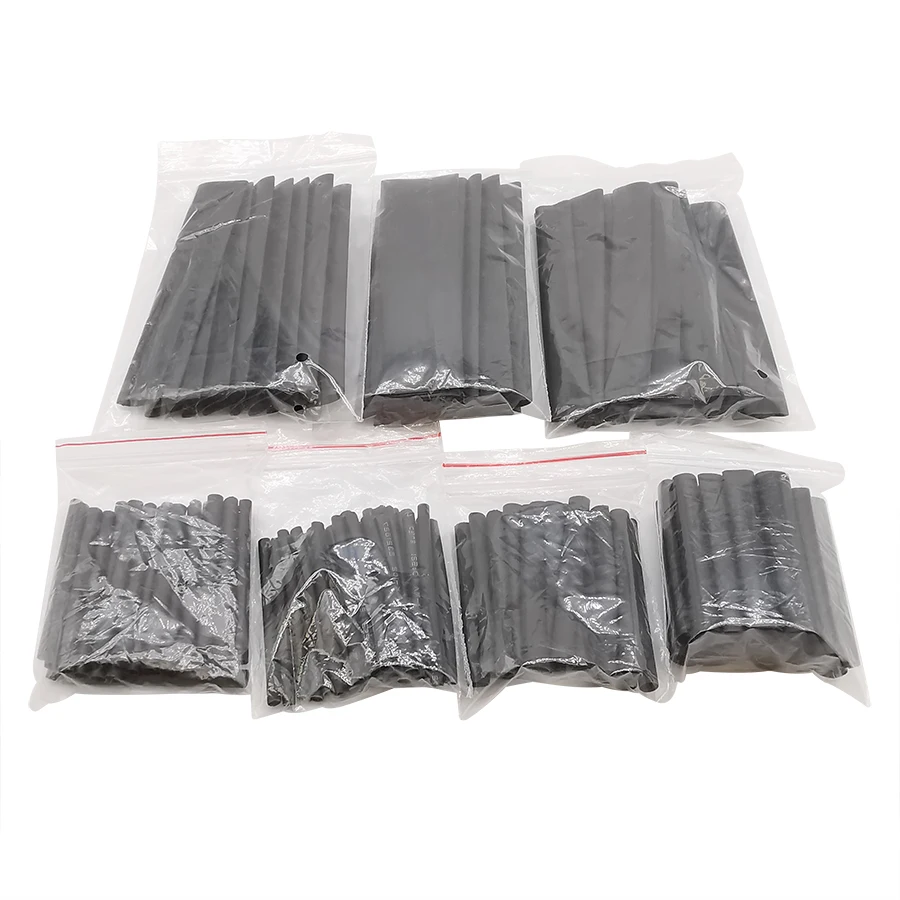 127Pcs Black Heat Shrink Tube Sleeving Electrical Assortment Kit Wire Wrap Cable Polyolefin Heat Shrink Tubing Shrinkage 2:1