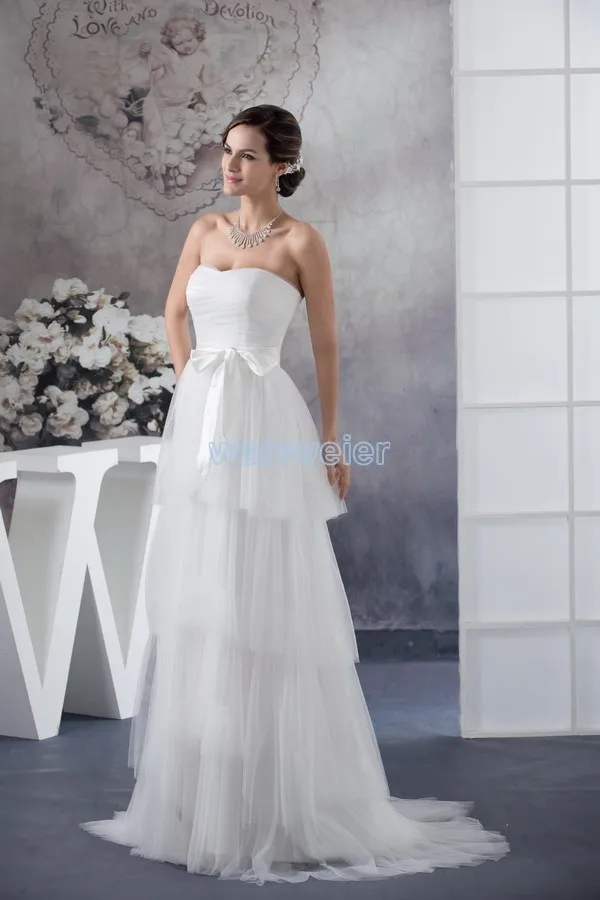 free shipping 2014 hilti new design custom size bridal gown handmade bow sweetheart plus size white chiffon Bridesmaid Dresses