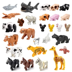 MOC Farm Animal Building Blocks Cute Pets Pigs Chicken tiger panda shark City Accessories DIY Parts Bricks Toys EducationalBlock