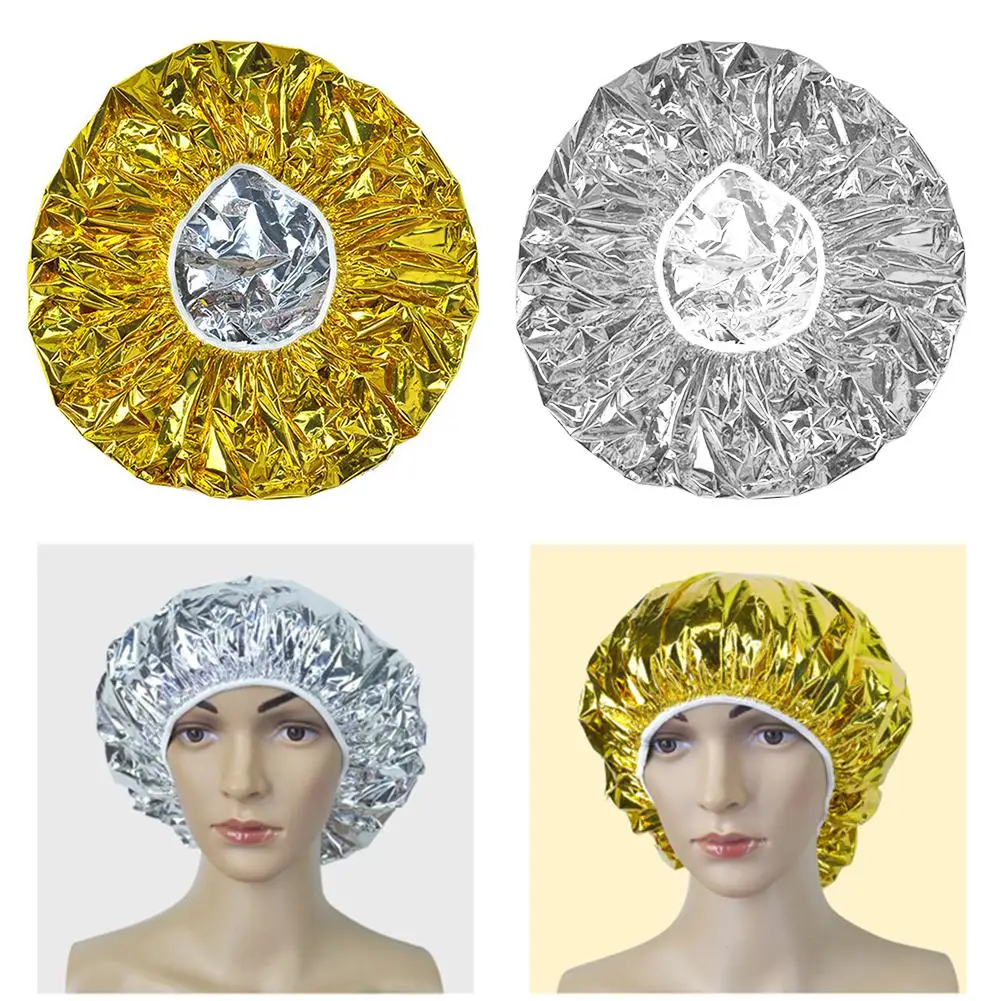 Aluminum Foil Waterproof Hat Disposable Spa Hair Salon Shower Cap Portable Disposable Spa Hair Salon Shower Caps Home Hats