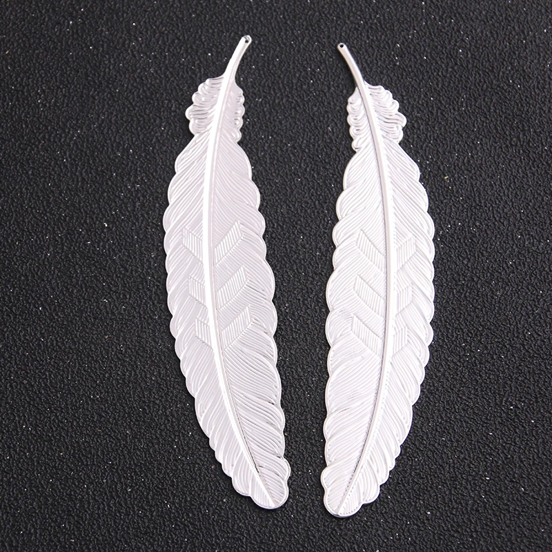 2pcs 23*114mm Three Color Copper Feather Plumage Charms Pendants Bookmark For Books For DIY Jewelry Making Findings