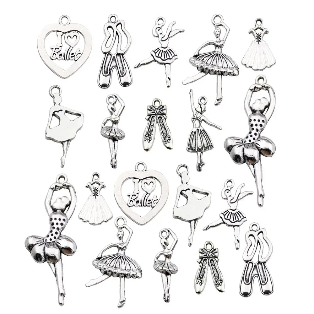 

60pcs Antique Silver Ballerina Ballet Dancer Charms for DIY Necklace Bracelet Jewelry Making M290