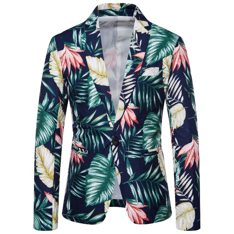 Casual Suit Jacket 2021 New Design Hawaiian Print Style Flower Series Fashion Single-Breasted Top