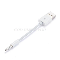 USB Short Charger Data Sync Cable 3.5mm Jack Adapter Charging Cord Line For Apple iPod Shuffle 2nd MP3 Player Drop Shipping