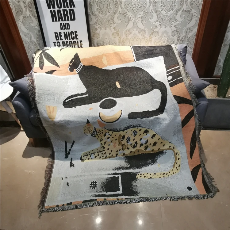 

Nodic Ocelot Panther Animal Cotton Travel Blanket Leisure Blanket Sofa Towel Carpet Cover Blanket Single Tapestry Sofa Mat