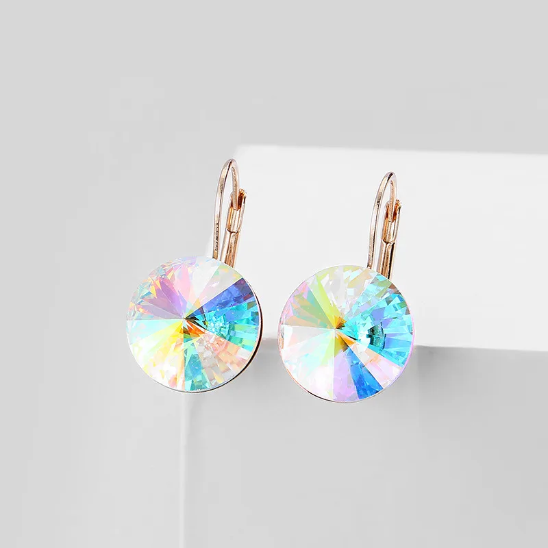 Fashion Classic Crystals Hoop Earring Leverback Dangle Earrings Party Jewelry for Women Gift