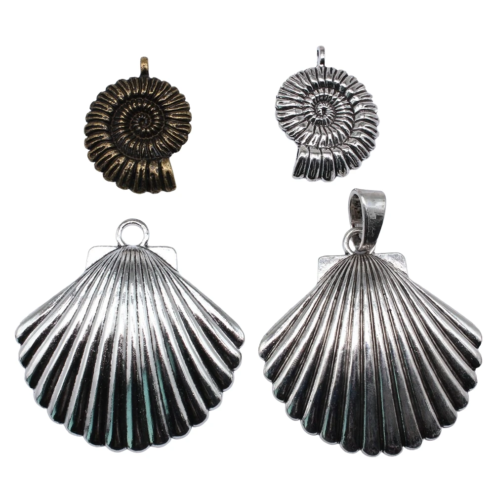 2pcs Big Shell Pendant Oversized Conch Shell Charms For Necklace Making DIY Keyring Making