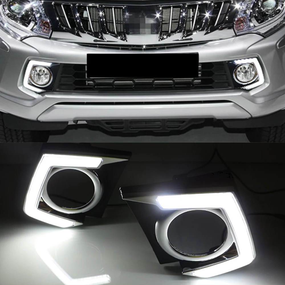 CSCSNL 1 Set Car LED Daytime Running Light DRL Lamp Dimming Function Fog lamp For Mitsubishi Triton L200 2015 2016 2017 2018