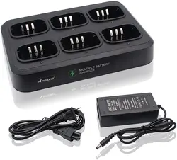 6-Way Multi Unit Charger Compatible for TYT MD380 MD-UV380 MD-380U MD-380V MD-380GPS Retevis RT3 RT3S Handheld Two Way Radio