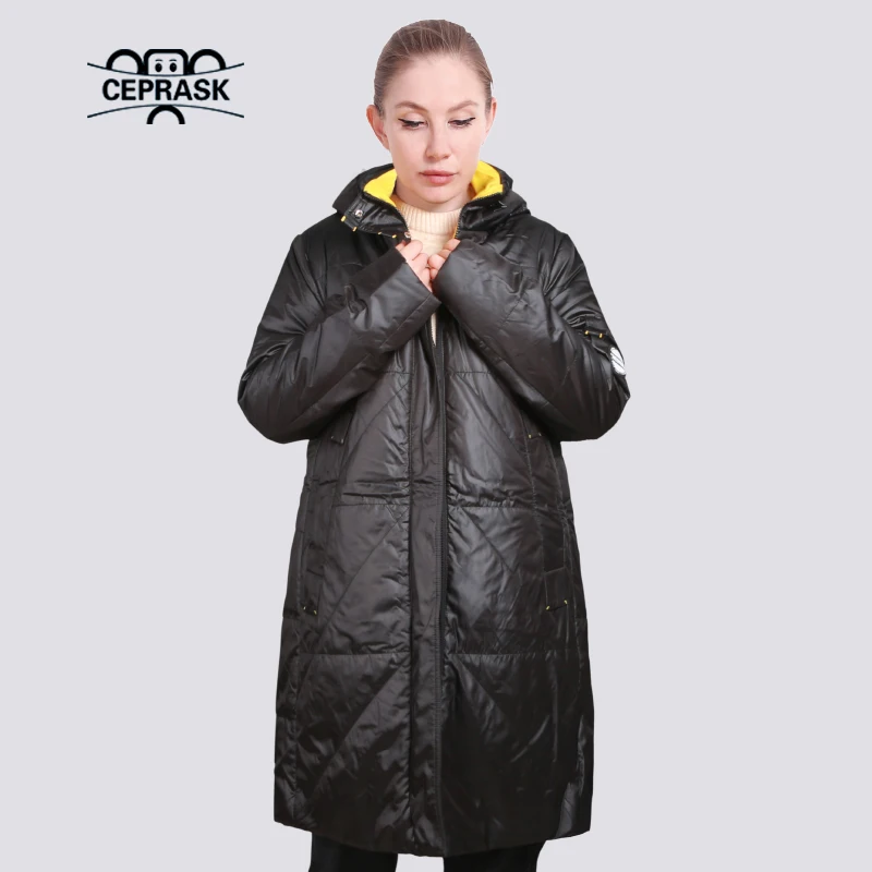 CEPRASK 2023 Spring Jacket Women Autumn Windproof High Quality Thin Parka Quilted Long Outerwear Hooded Coat Female New Designs